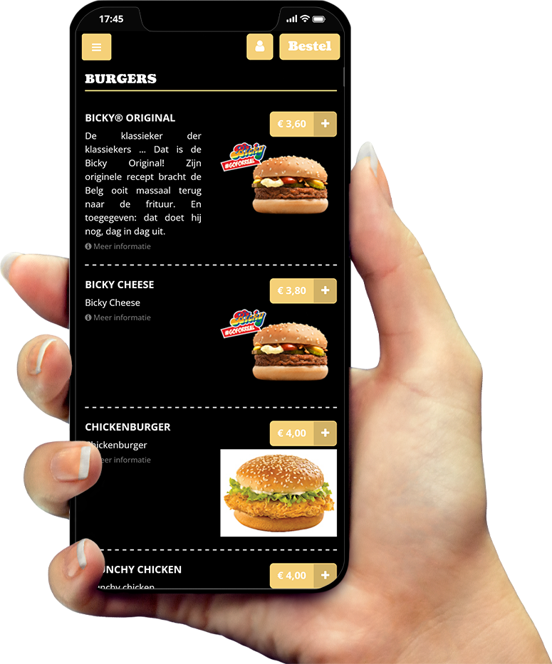 Voorbeeld van onze app op smartphone Voorbeeld van onze app op smartphone